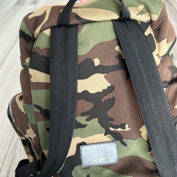 Saint Laurent Utilitarian Camo Print Backpack Green Multi - Picture 4 of 11